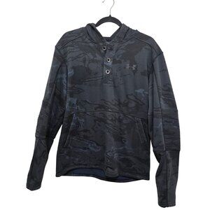 Under Armour Men's Black Camo Pullover Hoodie Ribbed Sleeves & Kangaroo Pocket S